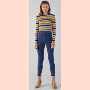 Bershka Skinny Ankle Super High Rise w/ Frayed Hem